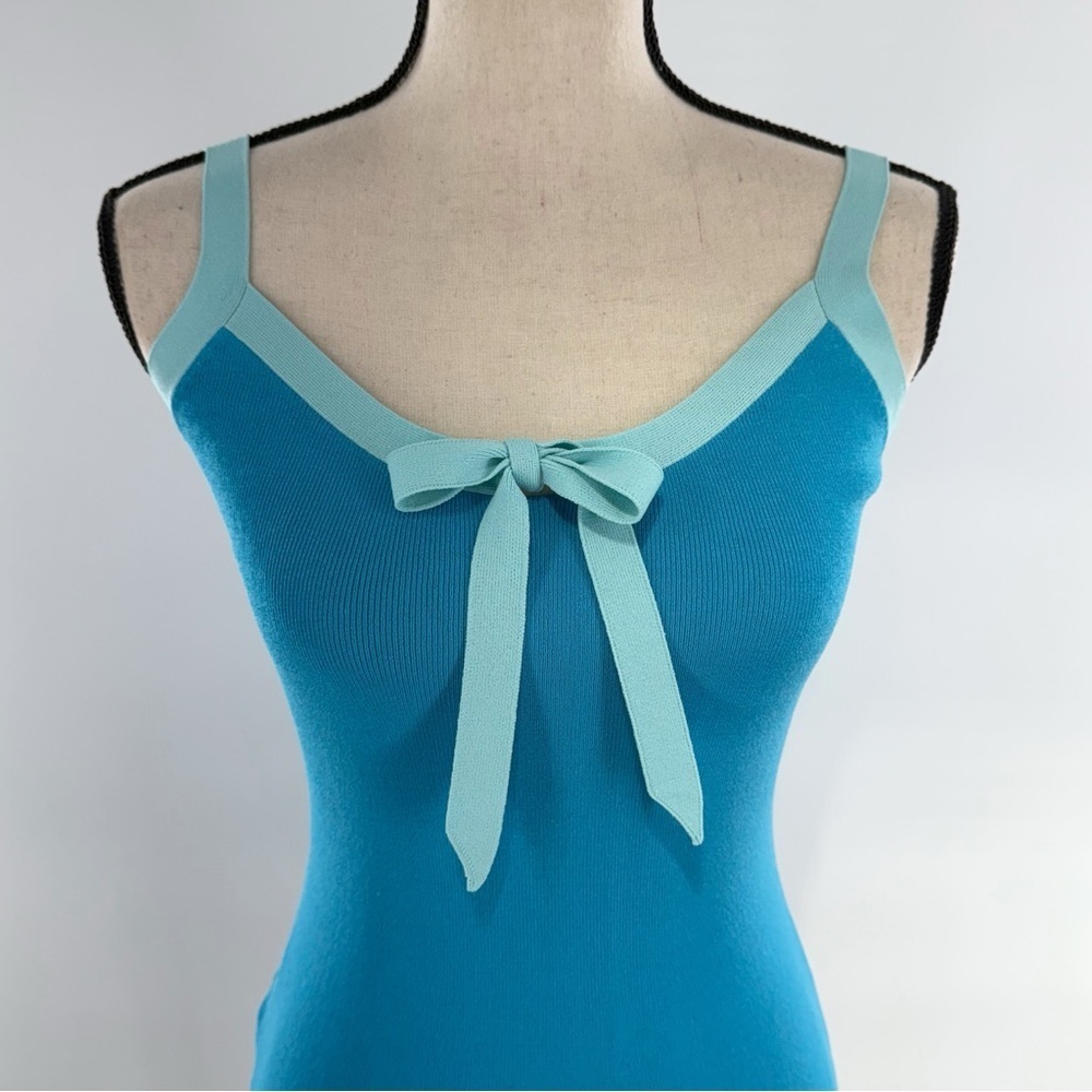 Ann Taylor XS Knit Tank Top Blue with Bow Front - Picture 12 of 12
